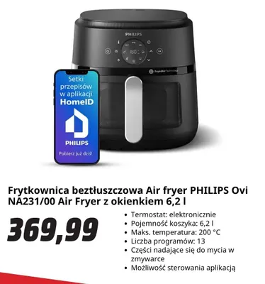 Frytkownica beztłuszczowa Philips Ovi NA231/00 z okienkiem 6,2 l promocja w Media Markt