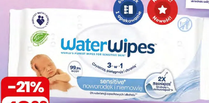 Chusteczki nawilżane Sensitive WaterWipes promocja w Dino