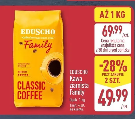 Kawa ziarnista Eduscho Family promocja w Aldi