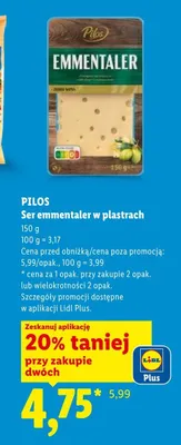 Ser emmentaler w plastrach Pilos promocja w Lidl