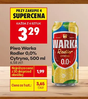 Piwo Radler Cytryna 0,0% promocja w Biedronka