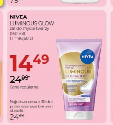Żel do mycia twarzy Nivea Luminous Glow promocja w Drogerie Jawa