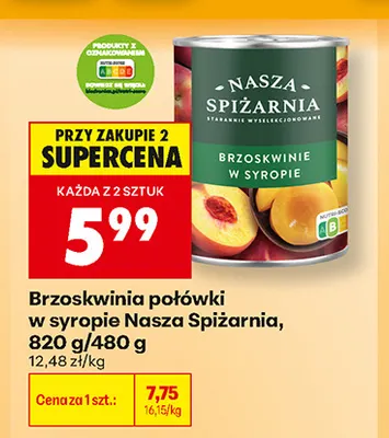 Brzoskwinia połówki w syropie Nasza Spiżarnia promocja w Biedronka