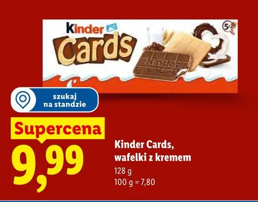 Wafelki z kremem Kinder Cards 5-pak promocja w Lidl