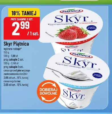 Jogurt typu islandzkiego Skyr Piątnica z truskawkami promocja w POLOmarket