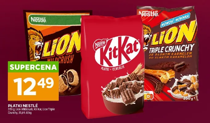 Płatki Lion Wildcrush, KitKat, Lion Triple Crunchy promocja w Stokrotka