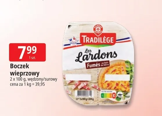 Boczek wieprzowy surowy 2-pak Tradilège promocja w Leclerc