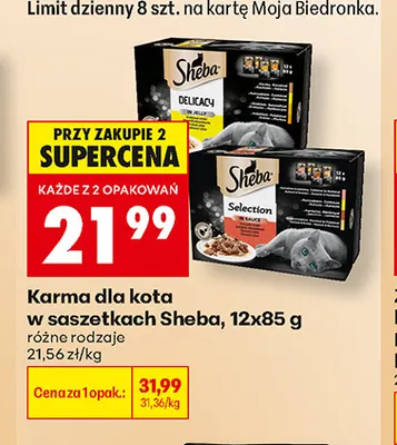 Karma dla kota w saszetkach Sheba Selection in Sauce 12-pak promocja w Biedronka
