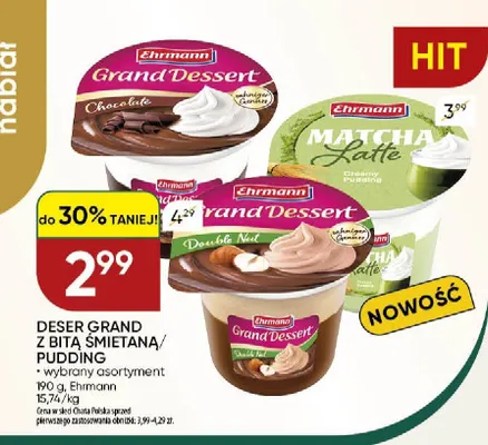 Deser Grand z bitą śmietaną Ehrmann promocja w Chata Polska