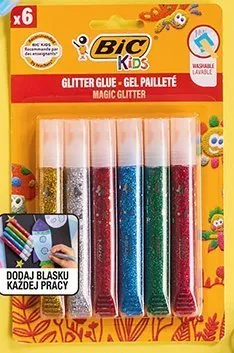 Kleje brokatowe w płynie BIC Kids Magic Glitter promocja w Biedronka