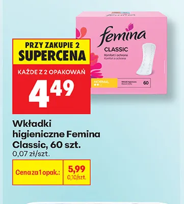 Wkładki higieniczne Femina Classic promocja w Biedronka