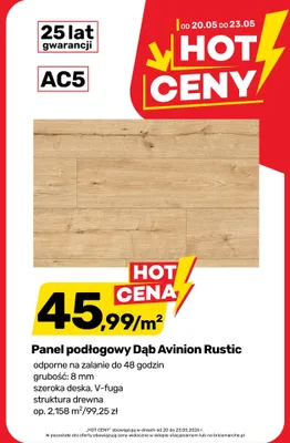 Panel podłogowy Dąb Avinion Rustic grubość 8mm szeroka deska V-fuga struktura drewna AC5 promocja w Bricomarche