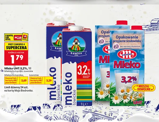Mleko UHT Łowickie Łowicz 3,2% promocja w Biedronka