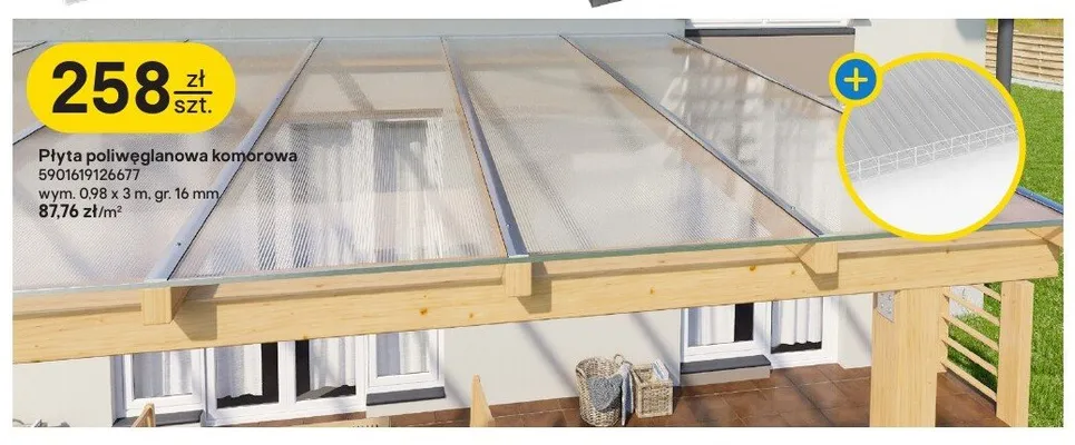 Płyta poliwęglanowa komorowa Scala 0,98x3 m promocja w Castorama