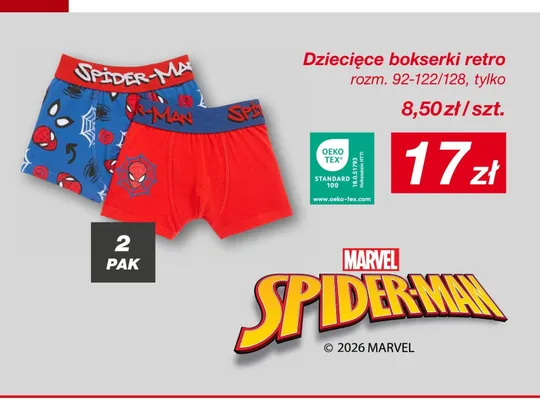 Dziecięce bokserki retro Spider-Man 2-pak promocja w KiK