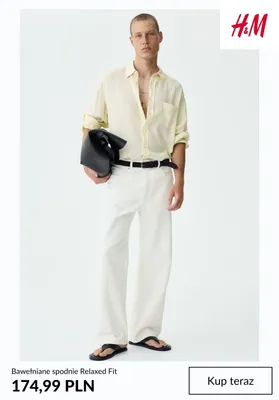 Spodnie bawełniane Relaxed Fit H&M promocja w H&M