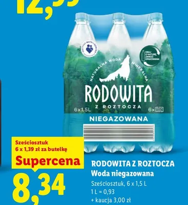 Woda niegazowana Rodowita z Roztocza 6-pak promocja w Lidl