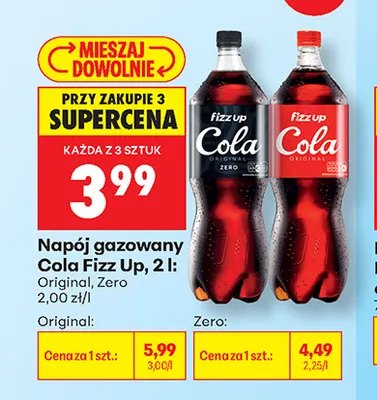 Napój gazowany Cola Fizz Up Zero promocja w Biedronka