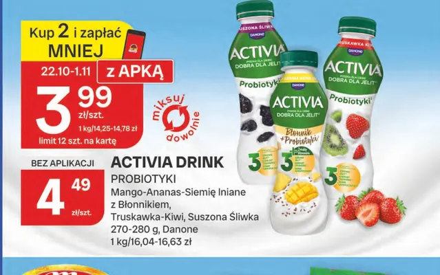 Activia Drink suszona śliwka Danone promocja w Chorten