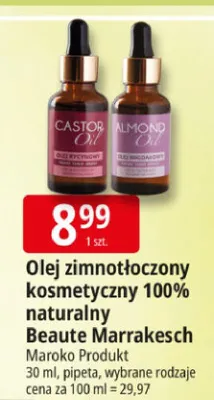 Olej zimnołoczony kosmetyczny 100% naturalny Beaute Marrakesch promocja w Leclerc