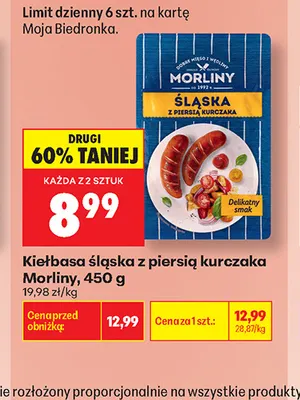 Kiełbasa śląska z piersią kurczaka Morliny promocja w Biedronka