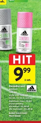 Dezodorant roll-on Adidas 6 in 1 dla mężczyzn promocja w Intermarche