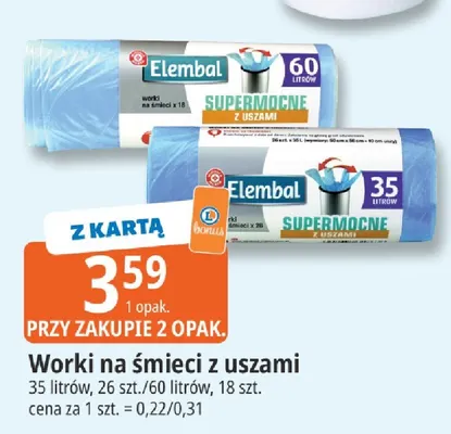 Worki na śmieci z uszami 35 l Elembal promocja w Leclerc