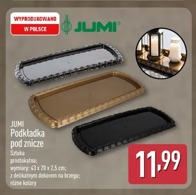 Podkładka pod znicze prostokątna Jumi 43x20x2,5 cm promocja w Aldi