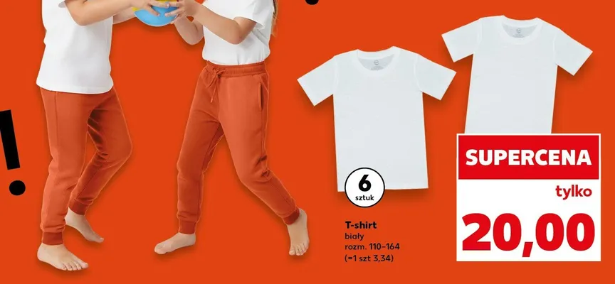 T-shirt biały rozm. 110-164 6 szt. Kaufland promocja w Kaufland