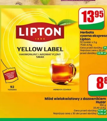 Herbata czarna ekspresowa Lipton Yellow Label promocja w Dino