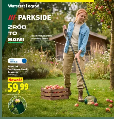 Teleskopowy zbierak rolkowy do owoców Parkside promocja w Lidl