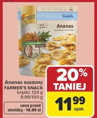 Ananas suszony krążki Farmer's Snack promocja w Carrefour