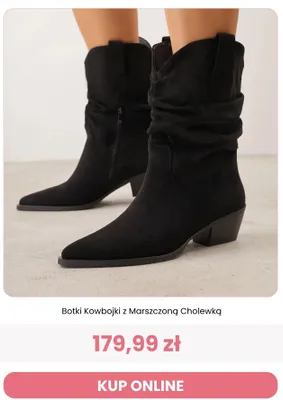 Botki kowbojki z marszczoną cholewką Renee promocja w Renee