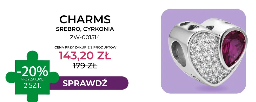 Charms srebro cyrkonia ZW-001514 Briju promocja w Briju