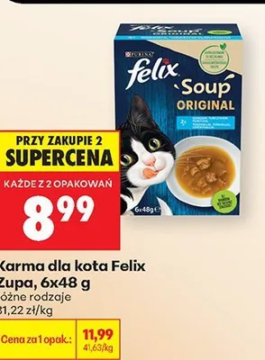 Karma dla kota Felix Soup Original 6-pak 48 g promocja w Biedronka