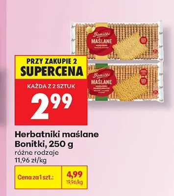 Herbatniki maślane czekoladowe Bonitki promocja w Biedronka