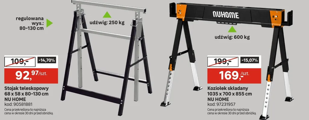 Stojak teleskopowy 68 x 58 x 80-130 cm promocja w Leroy Merlin