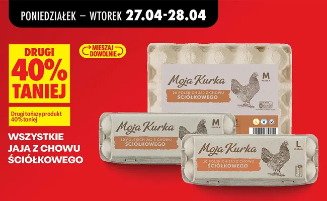 Jaja z chowu ściółkowego Moja Kurka M promocja w Biedronka