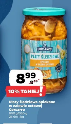 Płaty śledziowe opiekane w zalewie octowej Corsarro promocja w Netto