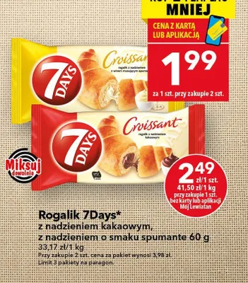 Rogalik 7Days z nadzieniem kakaowym, z nadzieniem o smaku spumante promocja w LEWIATAN