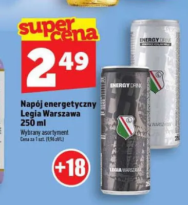 Napój energetyczny Legia Warszawa Zero Cukru promocja w TOPAZ
