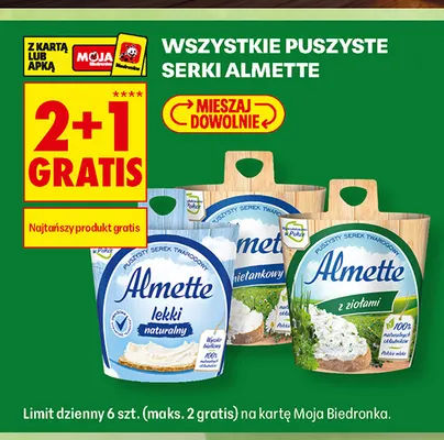 Puszysty serek Almette lekki naturalny promocja w Biedronka