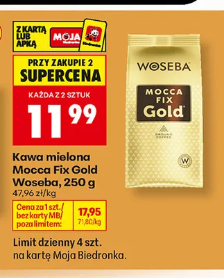 Kawa mielona Mocca Fix Gold Woseba promocja w Biedronka