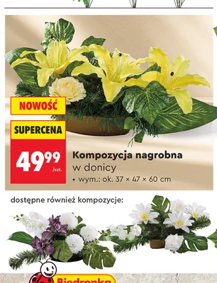 Kompozycja nagrobna w donicy promocja w Biedronka