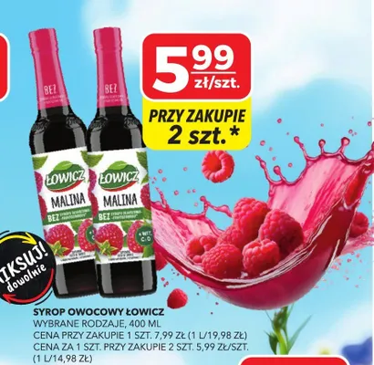 Syrop owocowy Łowicz malina promocja w Top Market