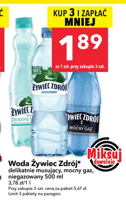 Woda gazowana Żywiec Zdrój delikatnie musujący promocja w LEWIATAN