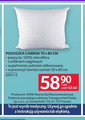 Poduszka Carbon 70x80 cm promocja w Selgros
