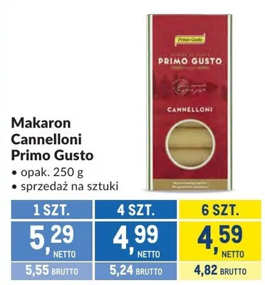 Makaron Cannelloni Primo Gusto promocja w Makro