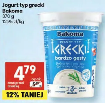 Jogurt typ grecki promocja w Delikatesy Centrum