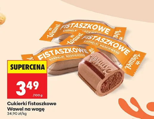 Cukierki fistaszkowe karmelki nadziewane Wawel na wagę promocja w Biedronka